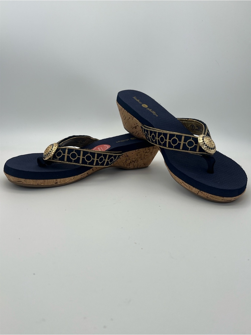 NWT! Lindsay Phillips Yoga Lynne Platform Wedge Sandal NAvy SIze 7 - Picture 5 of 10